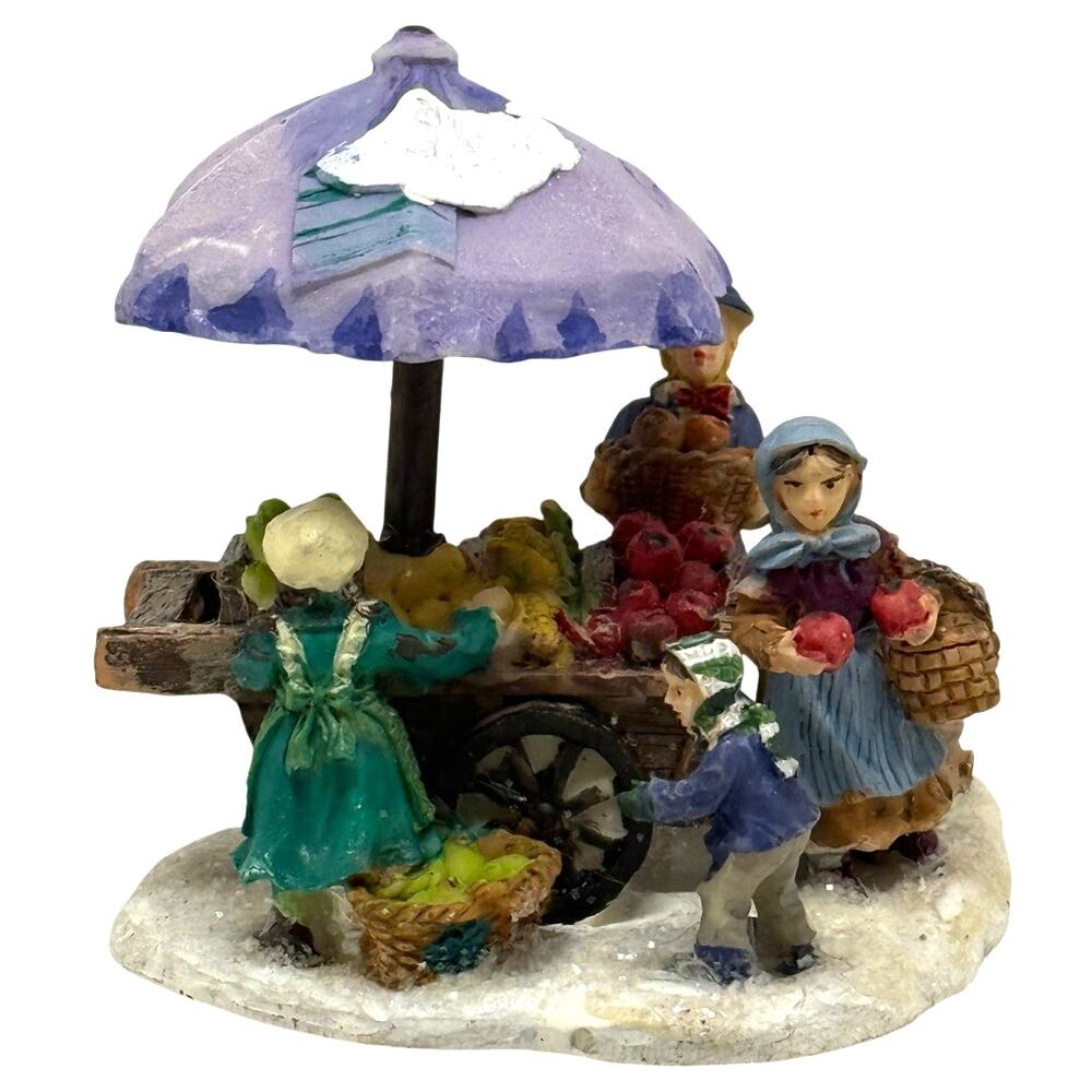 2003 Cobblestone Corners Fruit & Vegetable Cart with Umbrella Village 3.25″ W